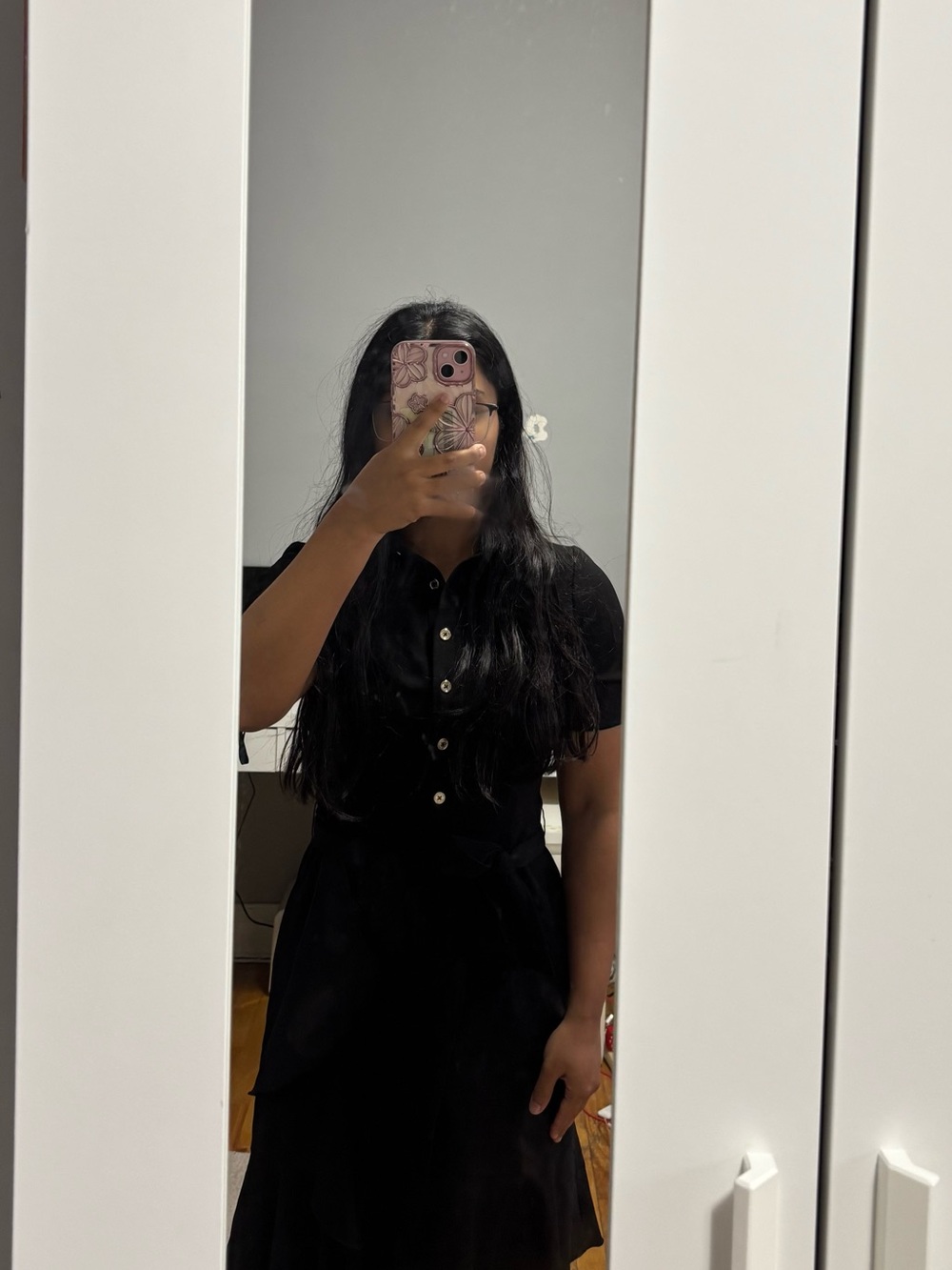 Tommy Hilfiger Black Button-Front Mini Dress